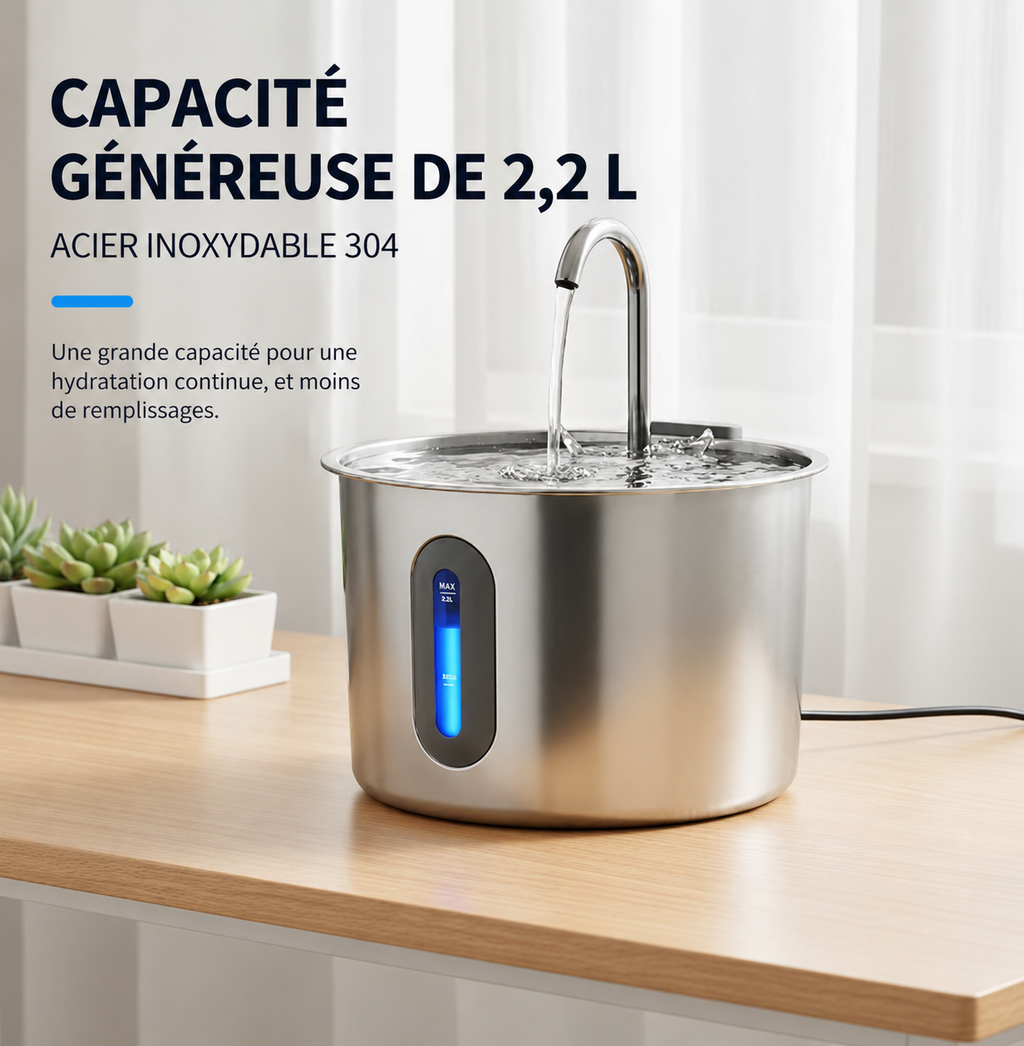 Fontaine à Eau en Acier Inoxydable 2,2L .